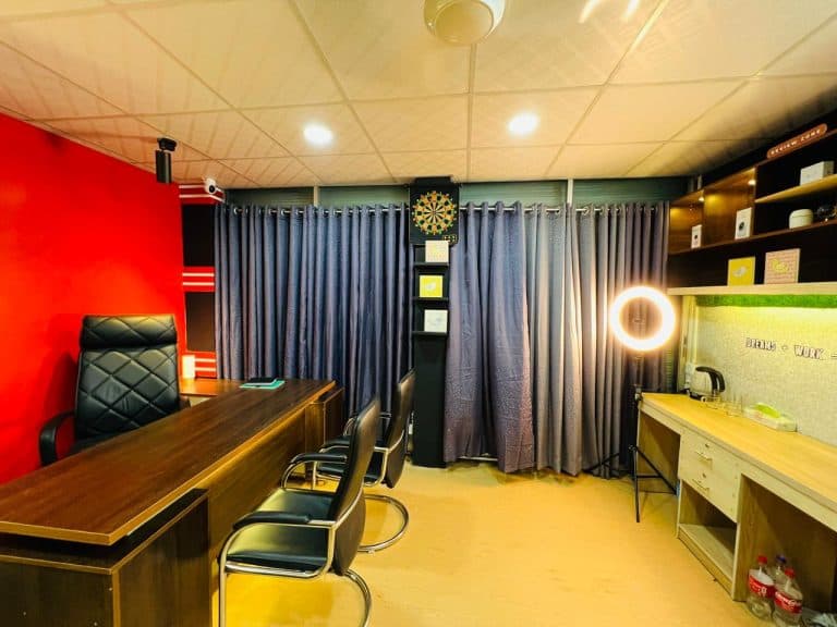 Creative Ads Team and Office Interior Banner